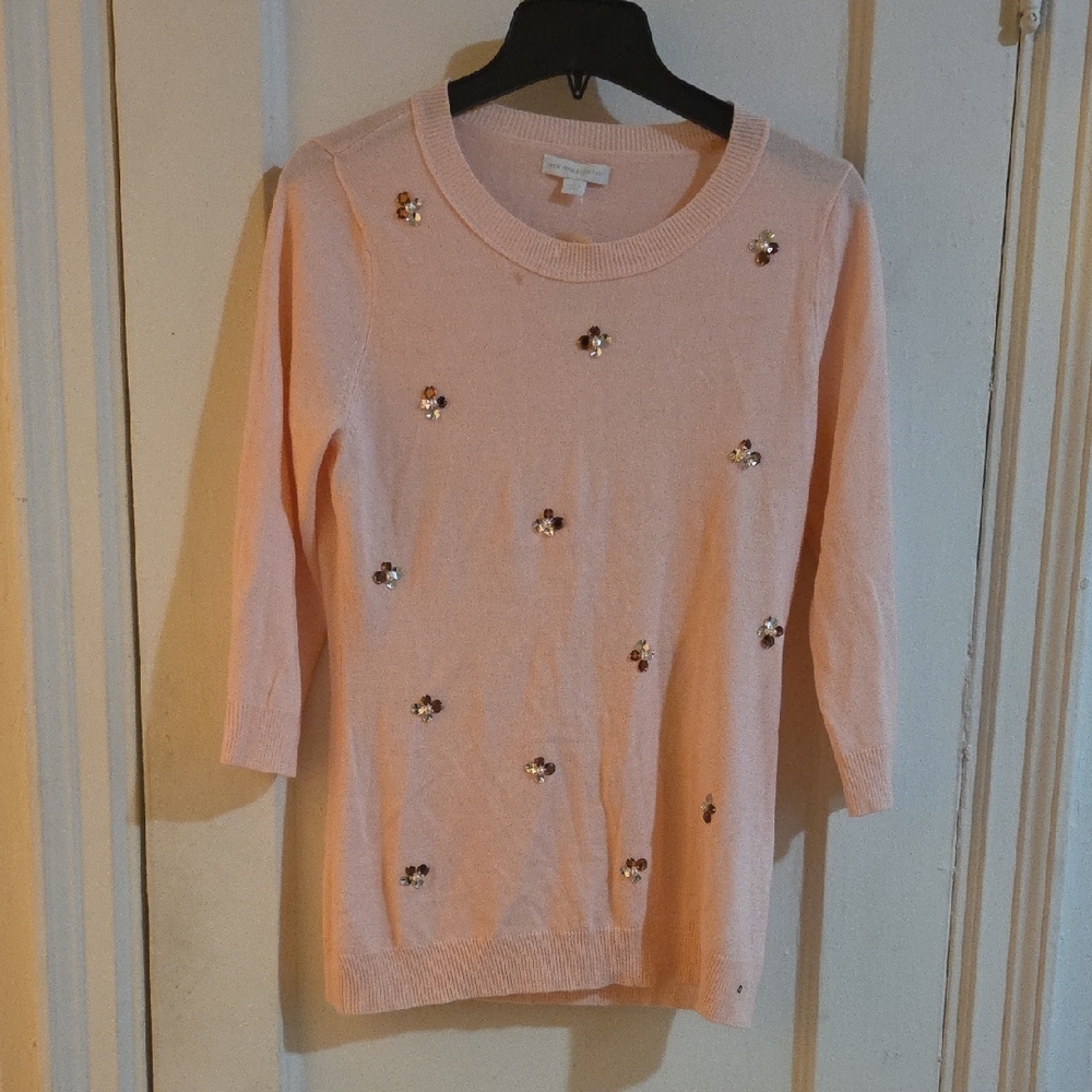 New York & Company Pink Cozy Crew Neck Sweater
